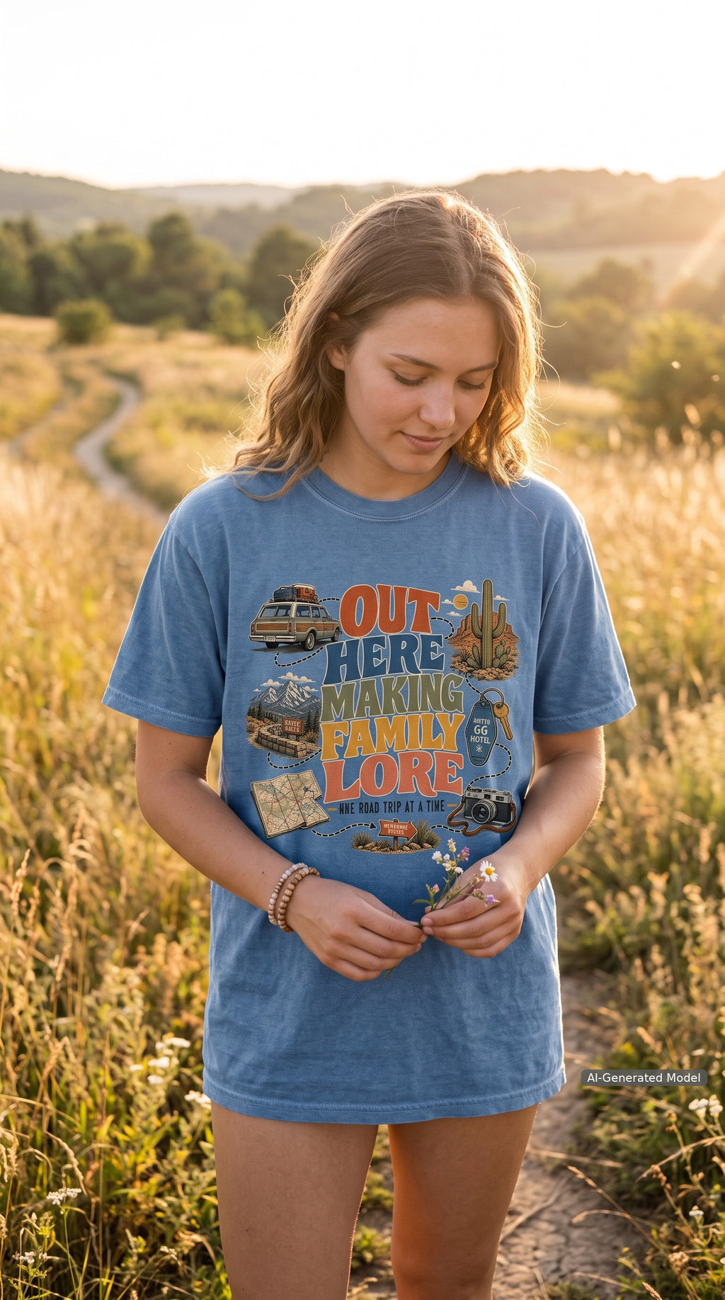 Out Here Making Family Lore Road Trip Shirt – close-up product photo