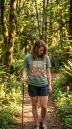 Dinner Tastes Better Out Here Camping Shirt – close-up product photo