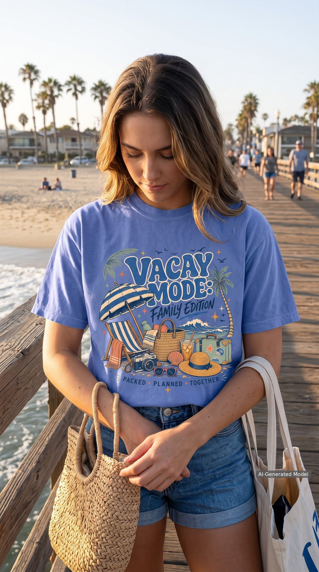 Vacay Mode Family Edition Travel Mom Shirt – close-up product photo
