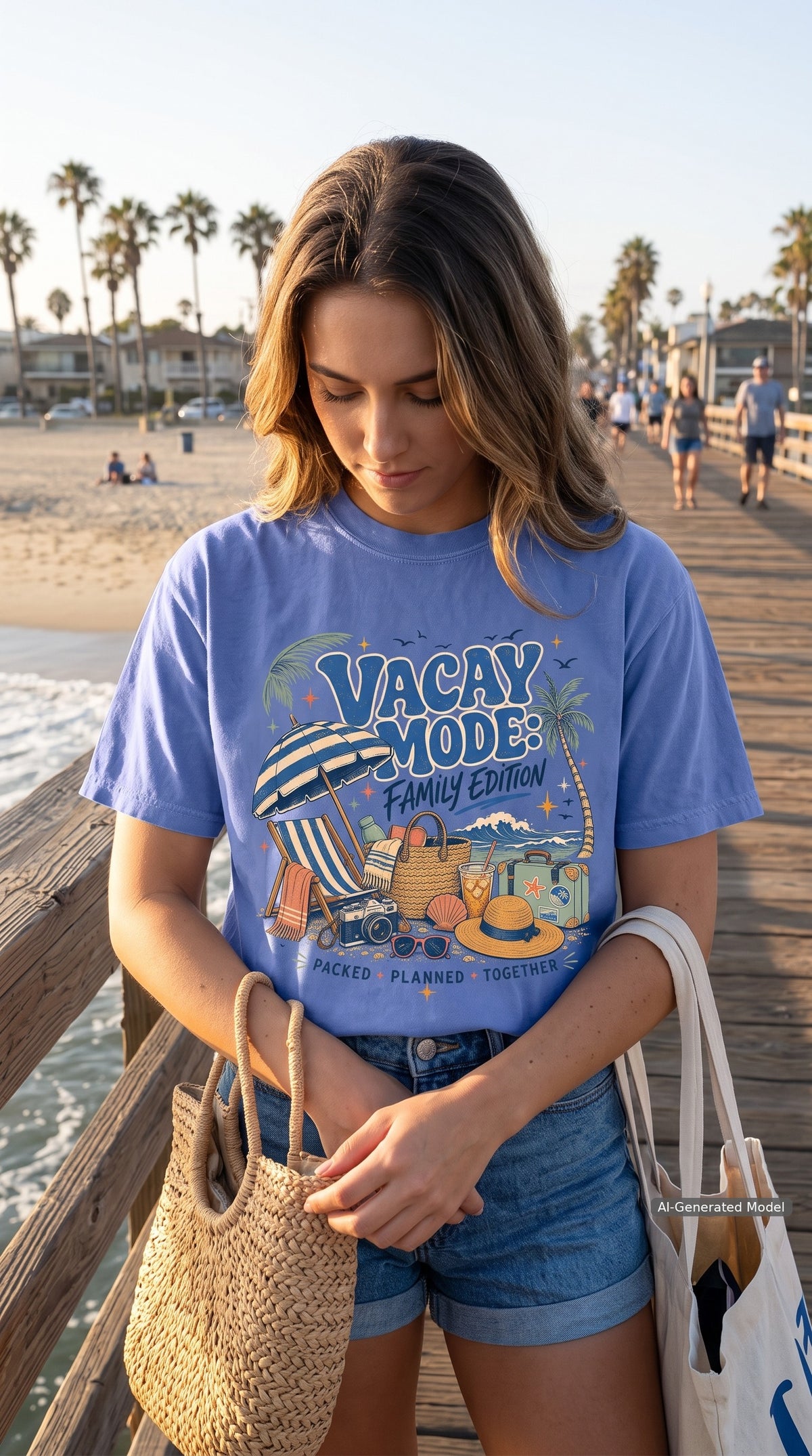 Vacay Mode Family Edition Travel Mom Shirt – close-up product photo