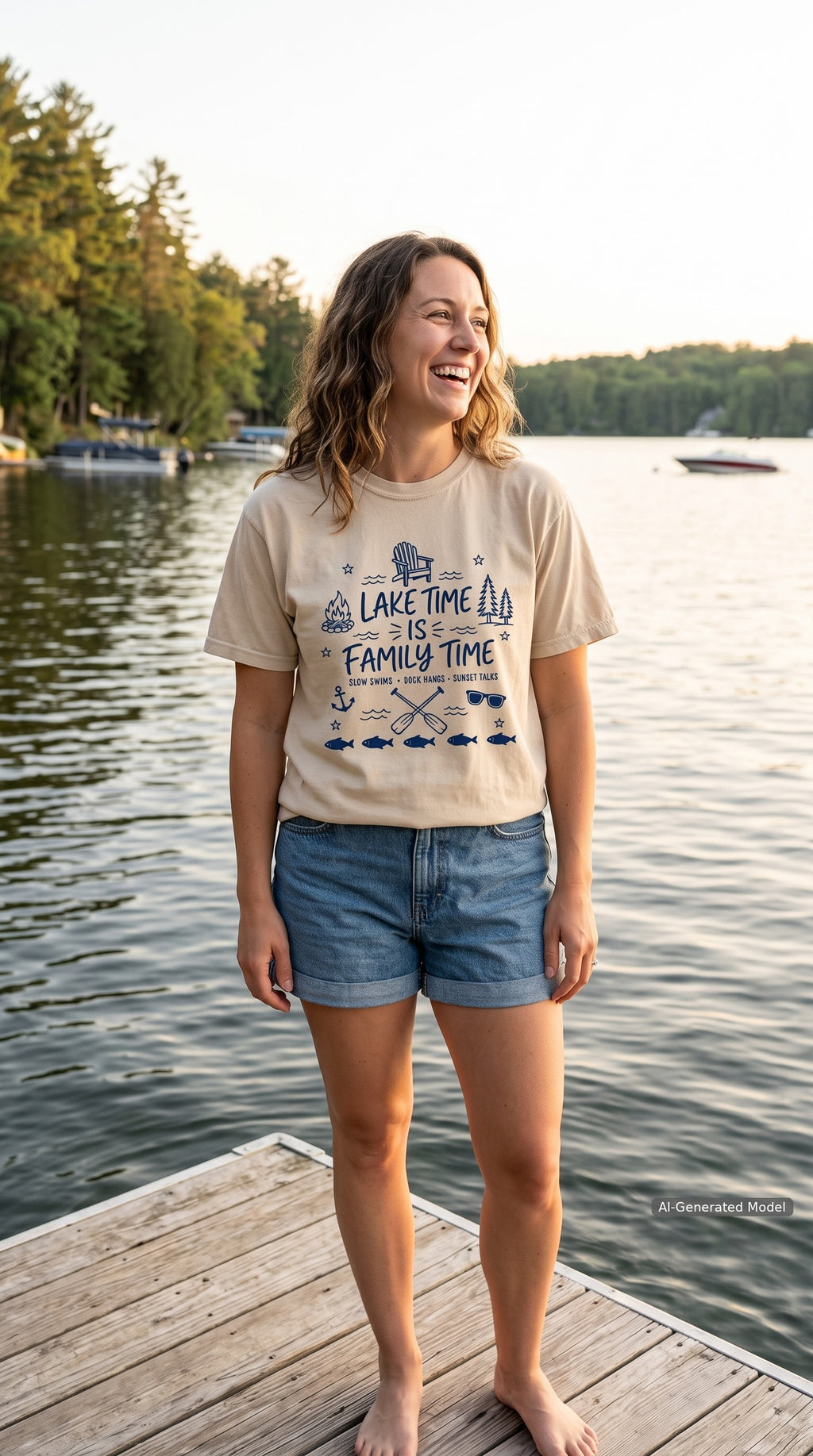 Lake Time Is Family Time Lake Vacation Shirt – close-up product photo