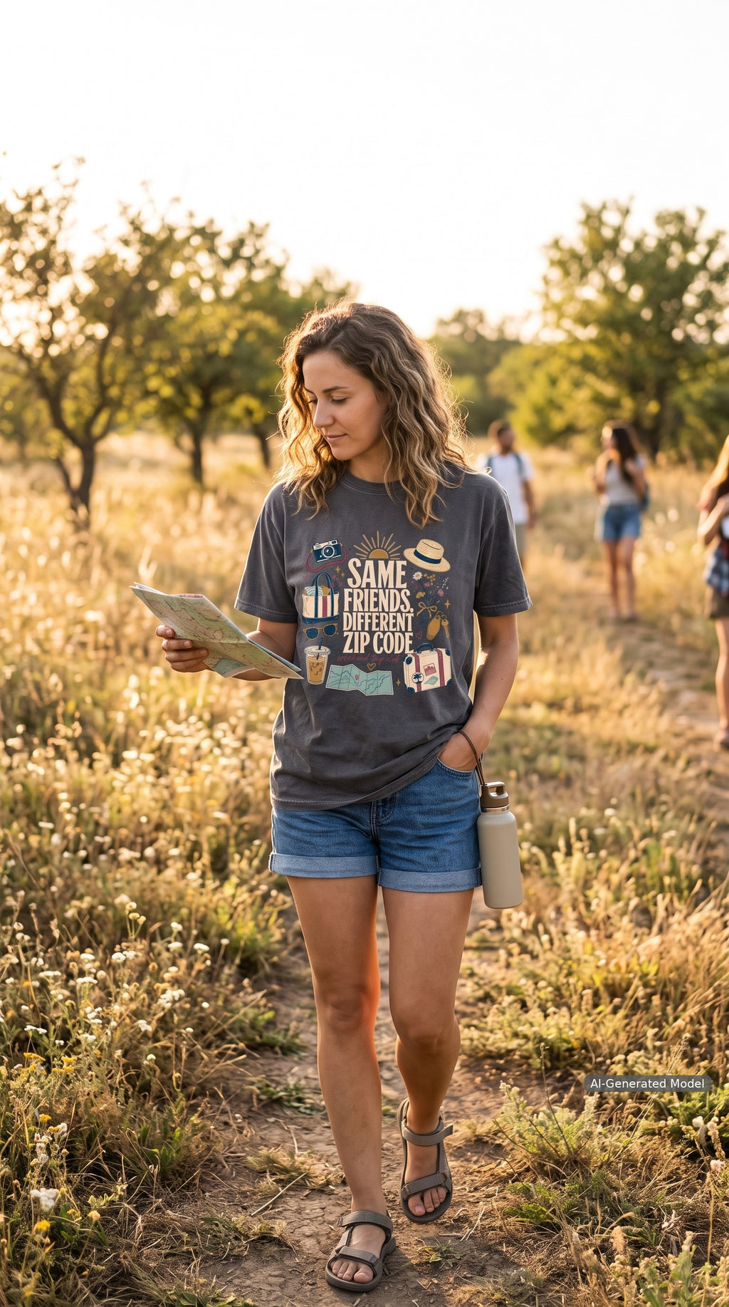 Same Friends Different Zip Code Girls Trip Shirt – close-up product photo