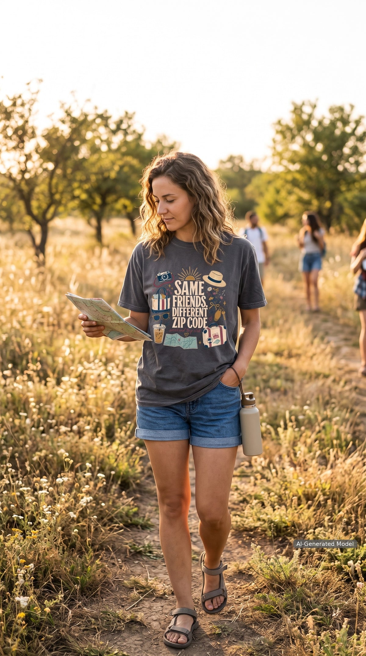 Same Friends Different Zip Code Girls Trip Shirt – close-up product photo