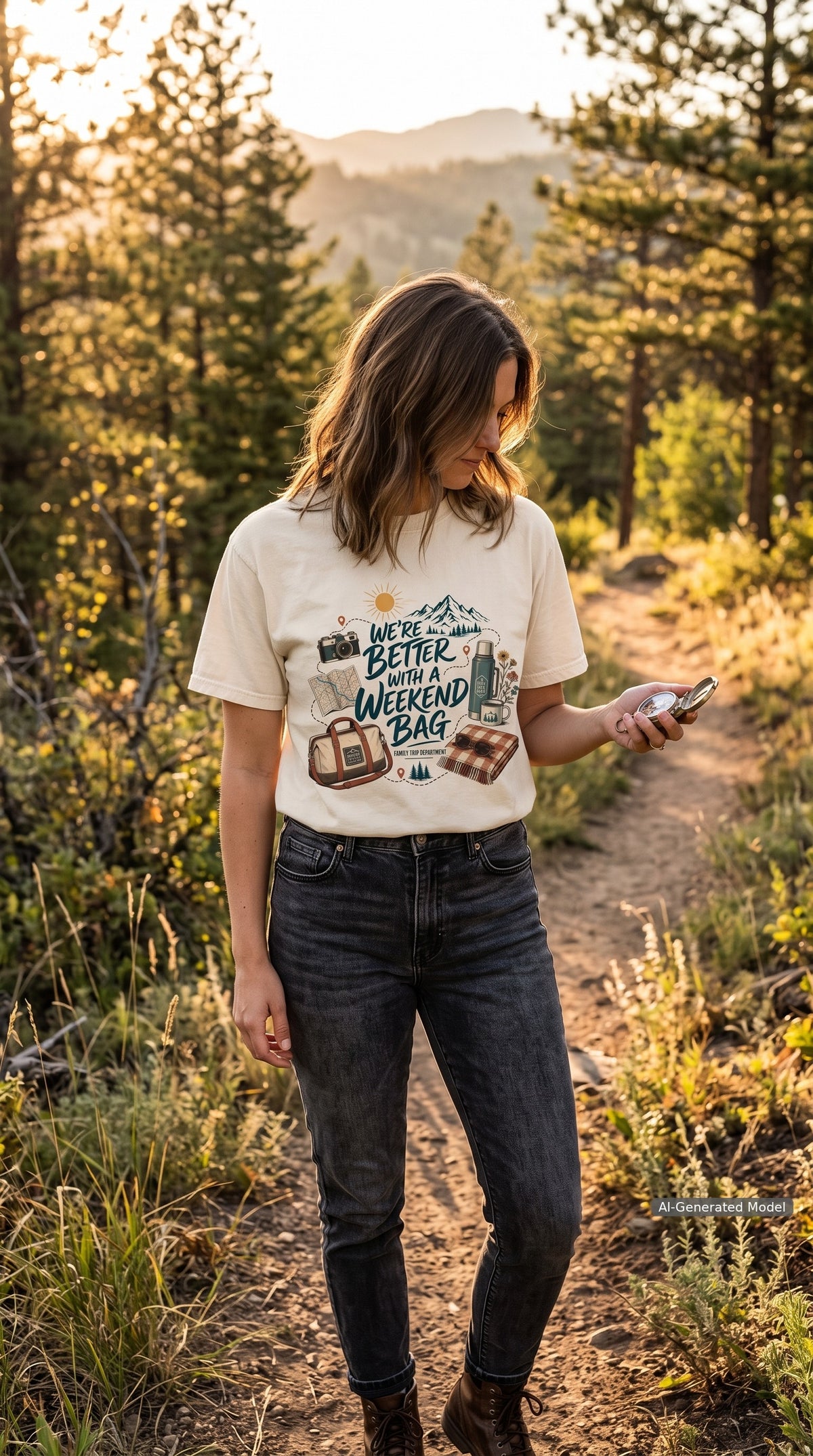 We're Better with a Weekend Bag Road Trip Shirt – close-up product photo