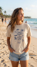 Shared Rooms and Ocean Views Girls Trip Shirt – close-up product photo
