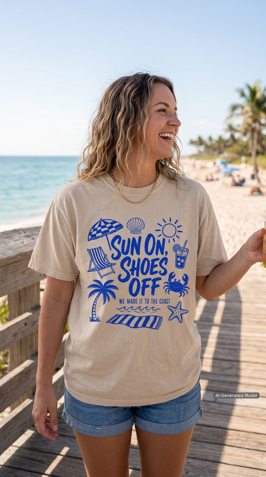 Sun On Shoes Off Beach Vacation Shirt – close-up product photo