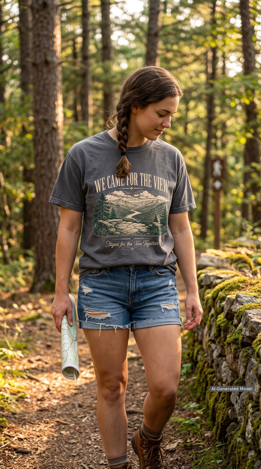 We Came for the View Mountain Adventure Shirt – close-up product photo