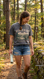 We Came for the View Mountain Adventure Shirt – close-up product photo