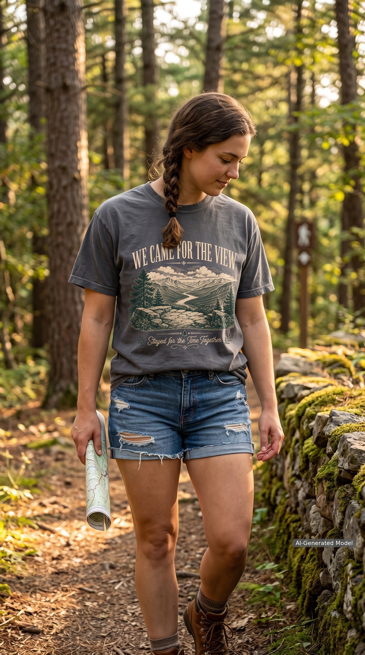 We Came for the View Mountain Adventure Shirt – close-up product photo