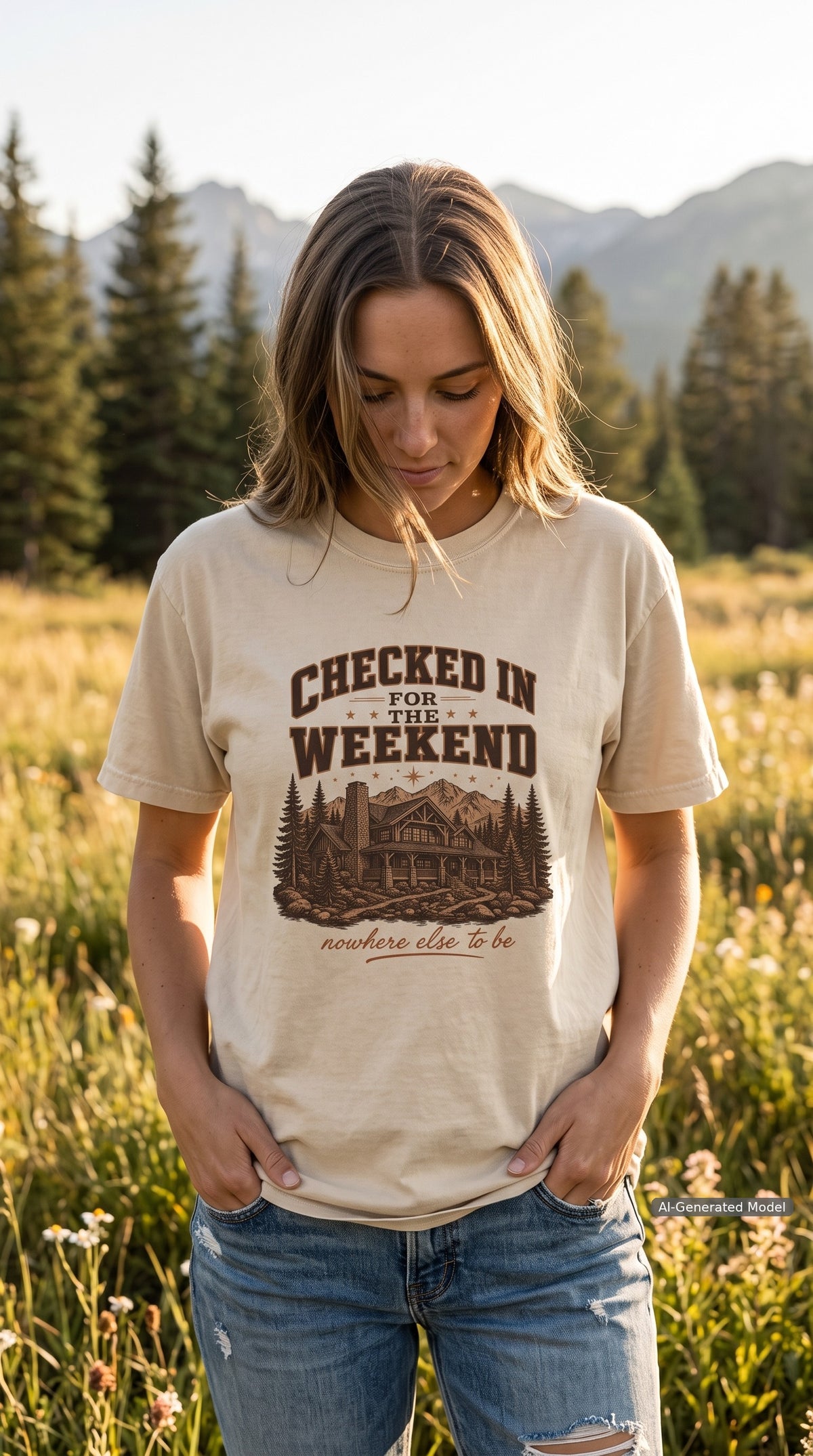 Checked In for the Weekend Cabin Weekend Shirt – close-up product photo