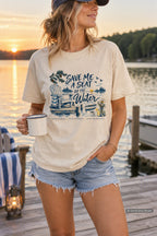 Save Me a Seat by the Water Lake Vacation Shirt – close-up product photo