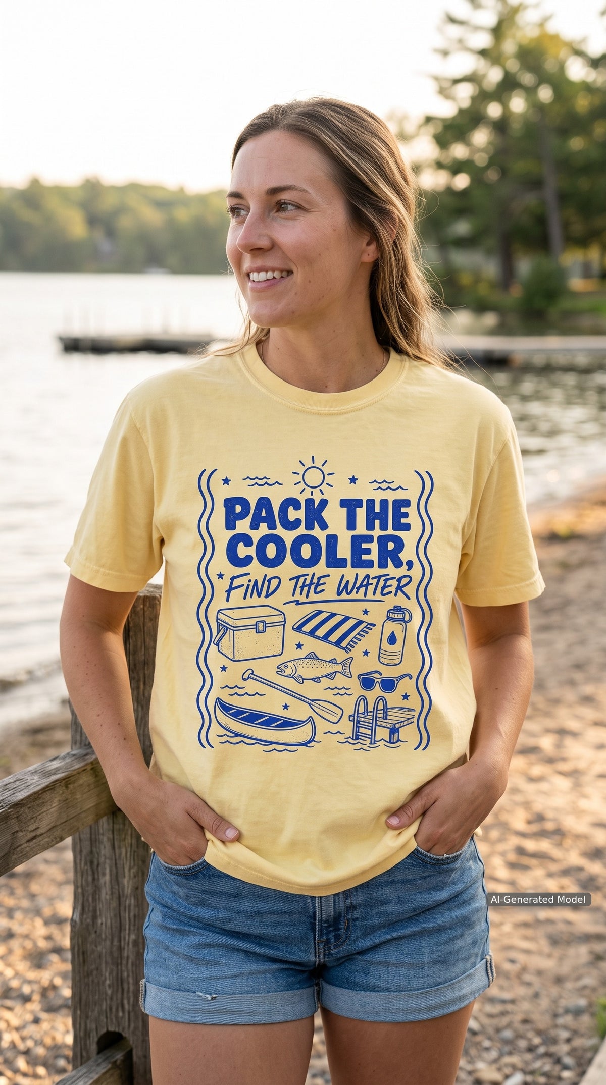 Pack the Cooler Find the Water Beach Vacation Shirt – close-up product photo