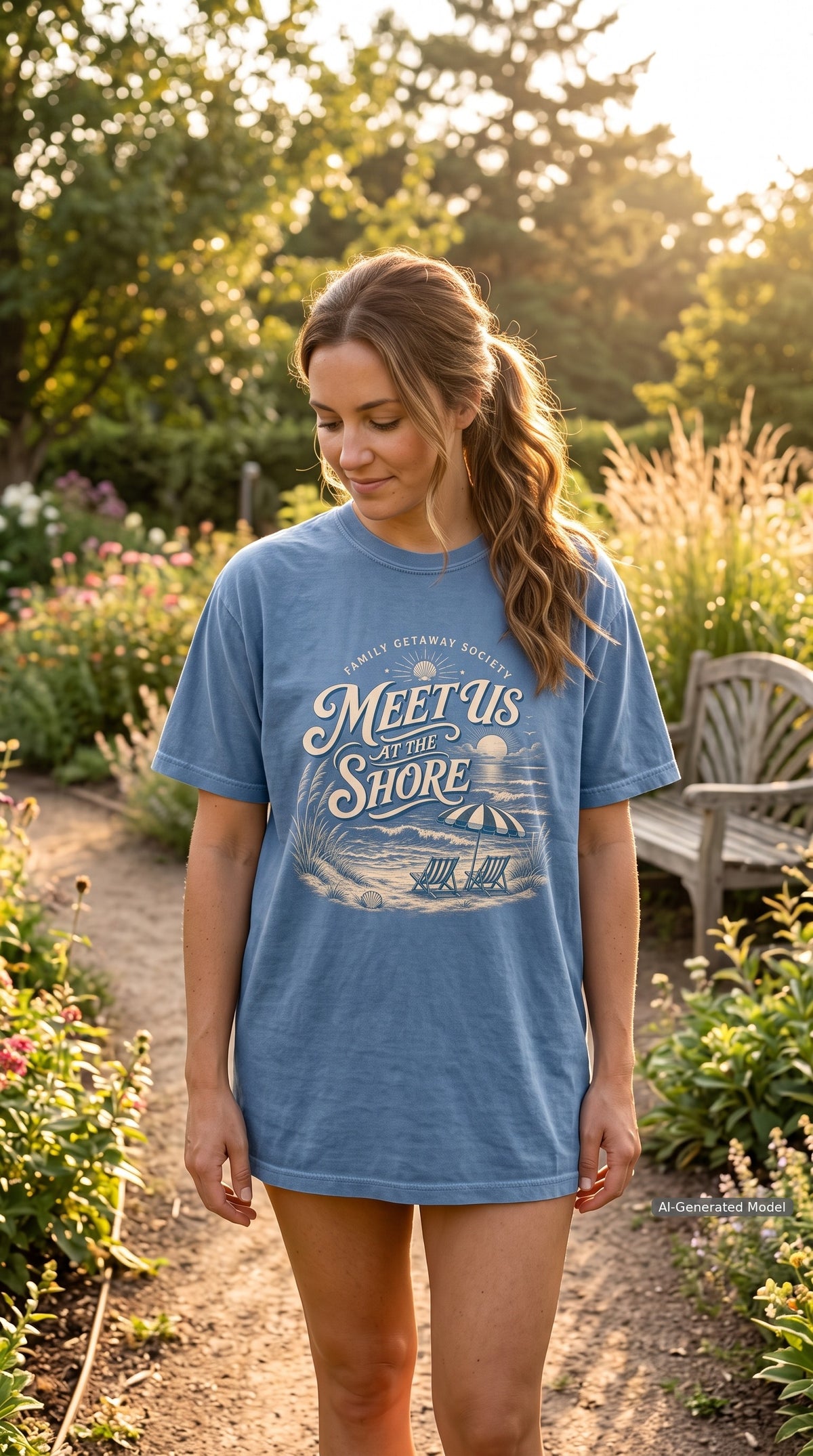 Meet Us at the Shore Beach Vacation Shirt – close-up product photo