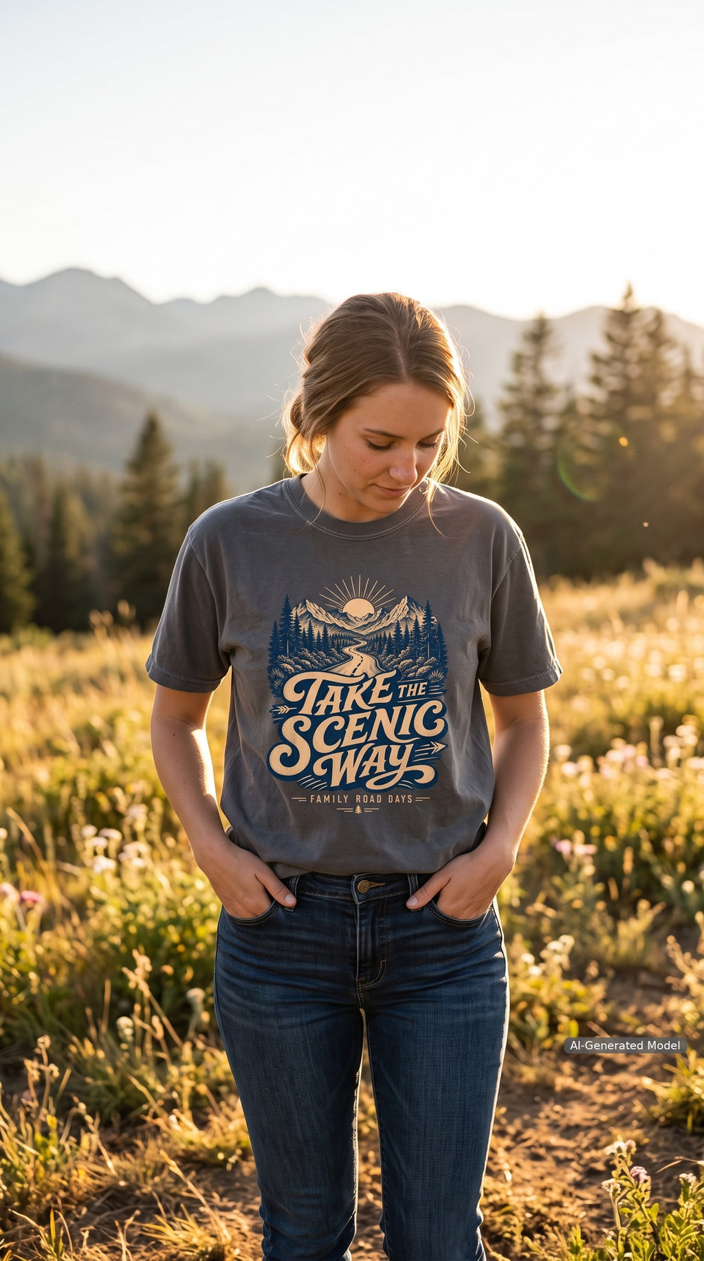 Take the Scenic Way Road Trip Shirt – close-up product photo