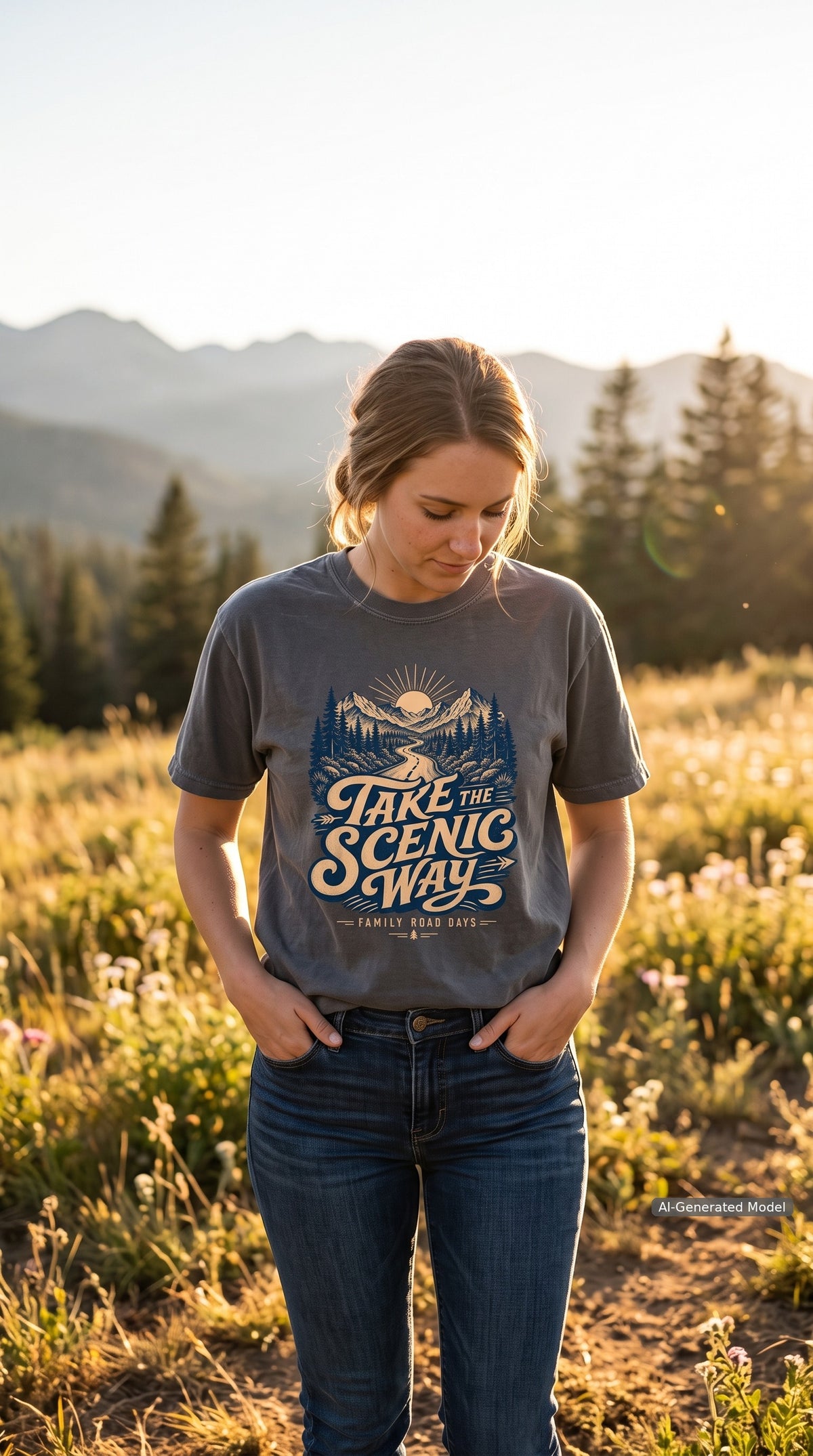 Take the Scenic Way Road Trip Shirt – close-up product photo