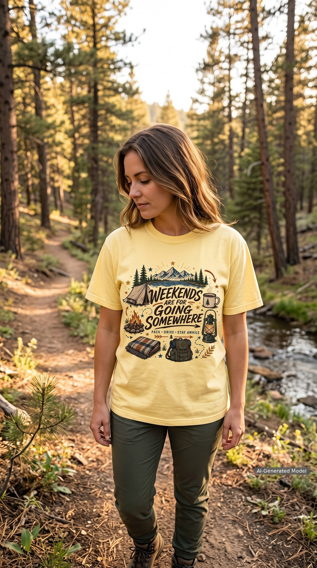 Weekends Are for Going Somewhere Camping Shirt – close-up product photo