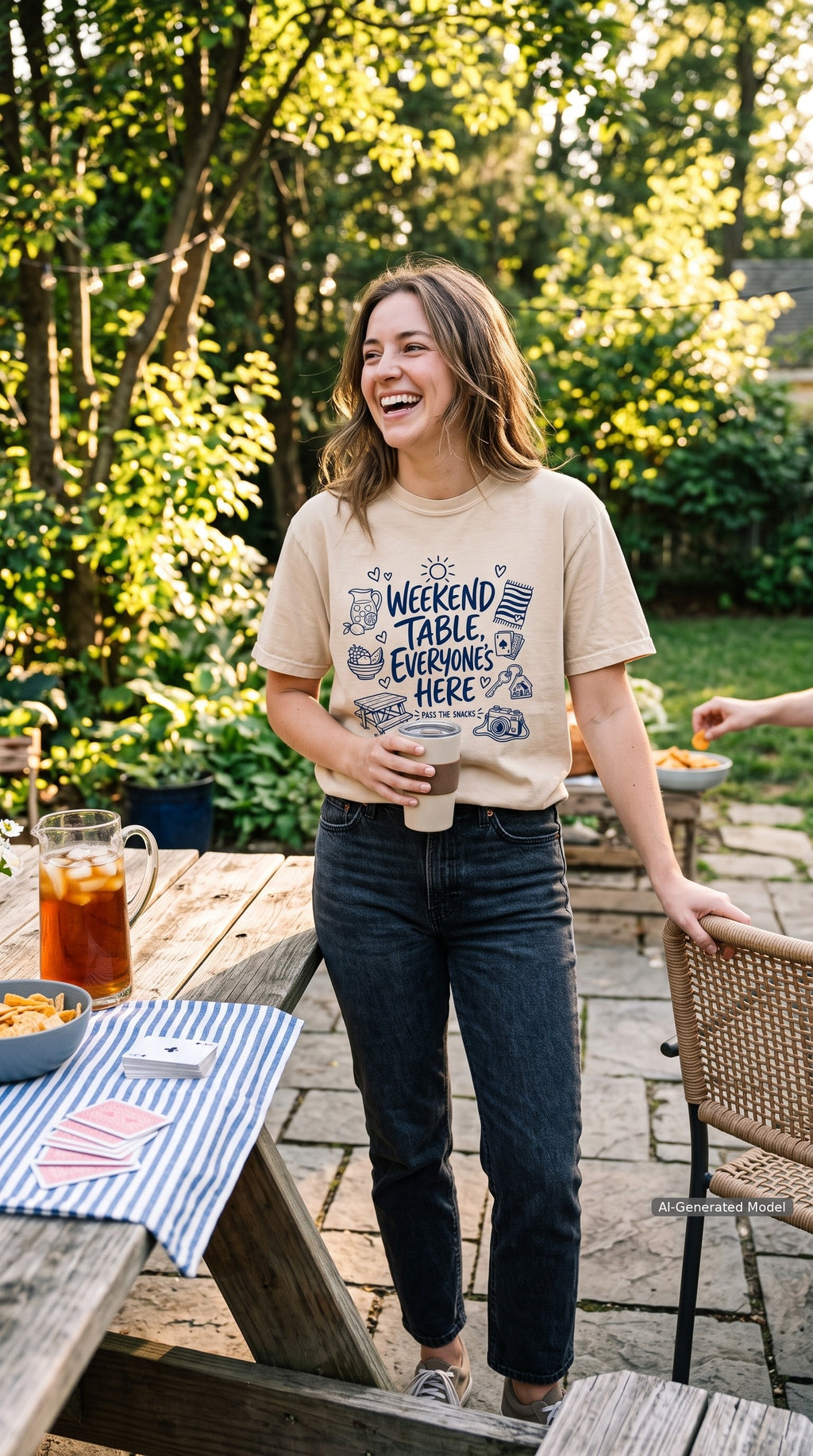 Weekend Table Everyone's Here Family Getaway Shirt – close-up product photo