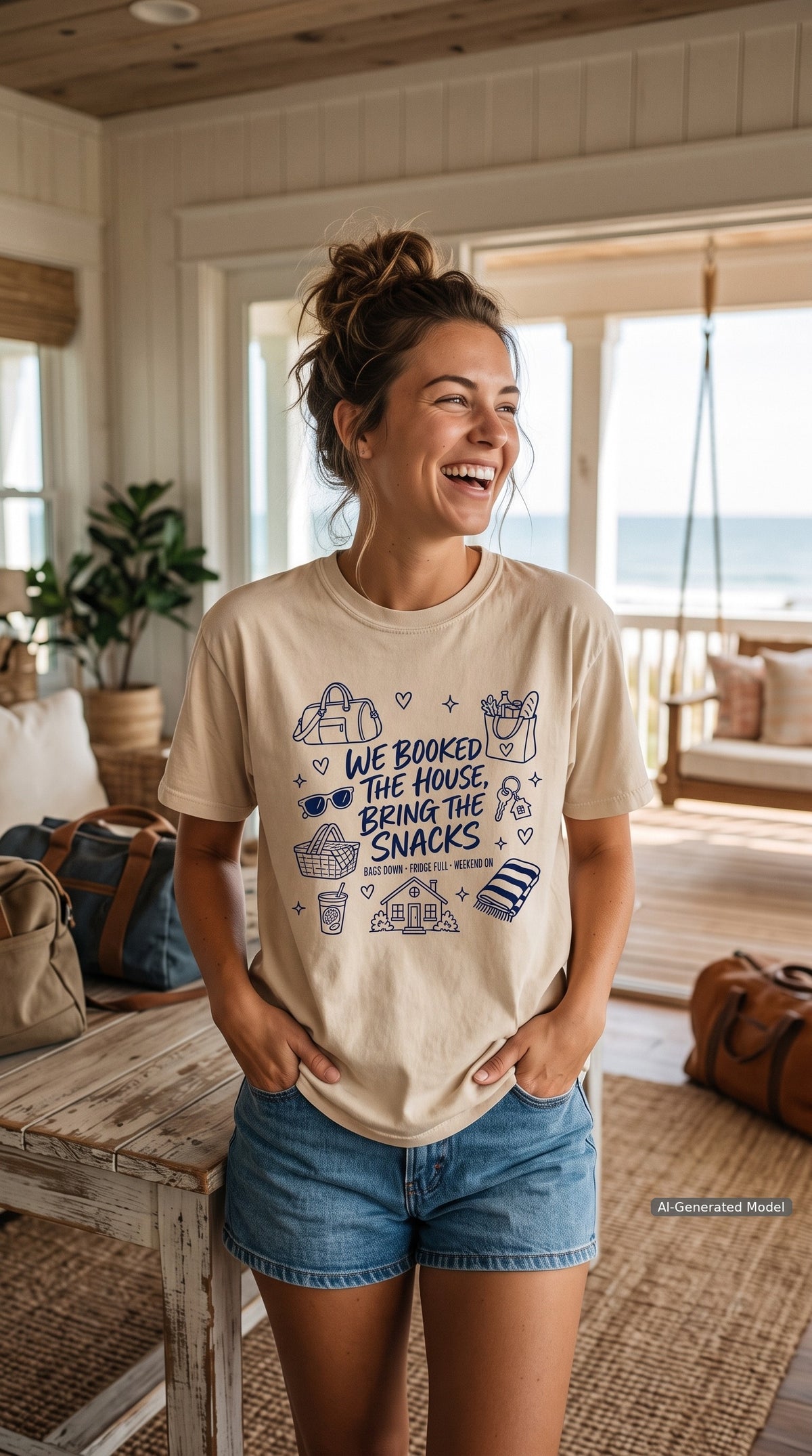 We Booked the House Bring the Snacks Family Getaway Shirt – close-up product photo