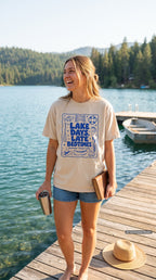 Lake Days Late Bedtimes Lake Vacation Shirt – close-up product photo