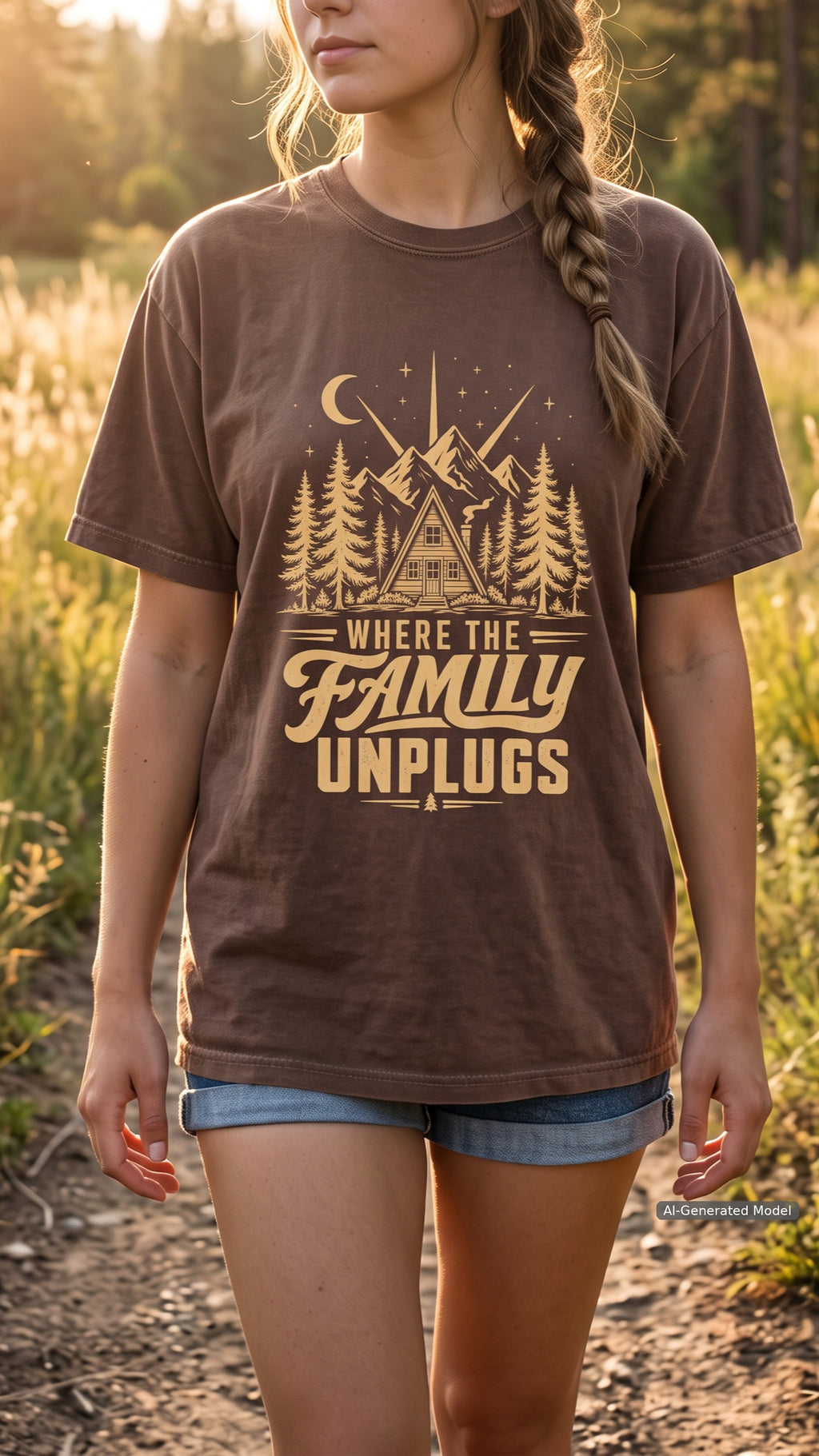 Where the Family Unplugs Cabin Shirt – close-up product photo