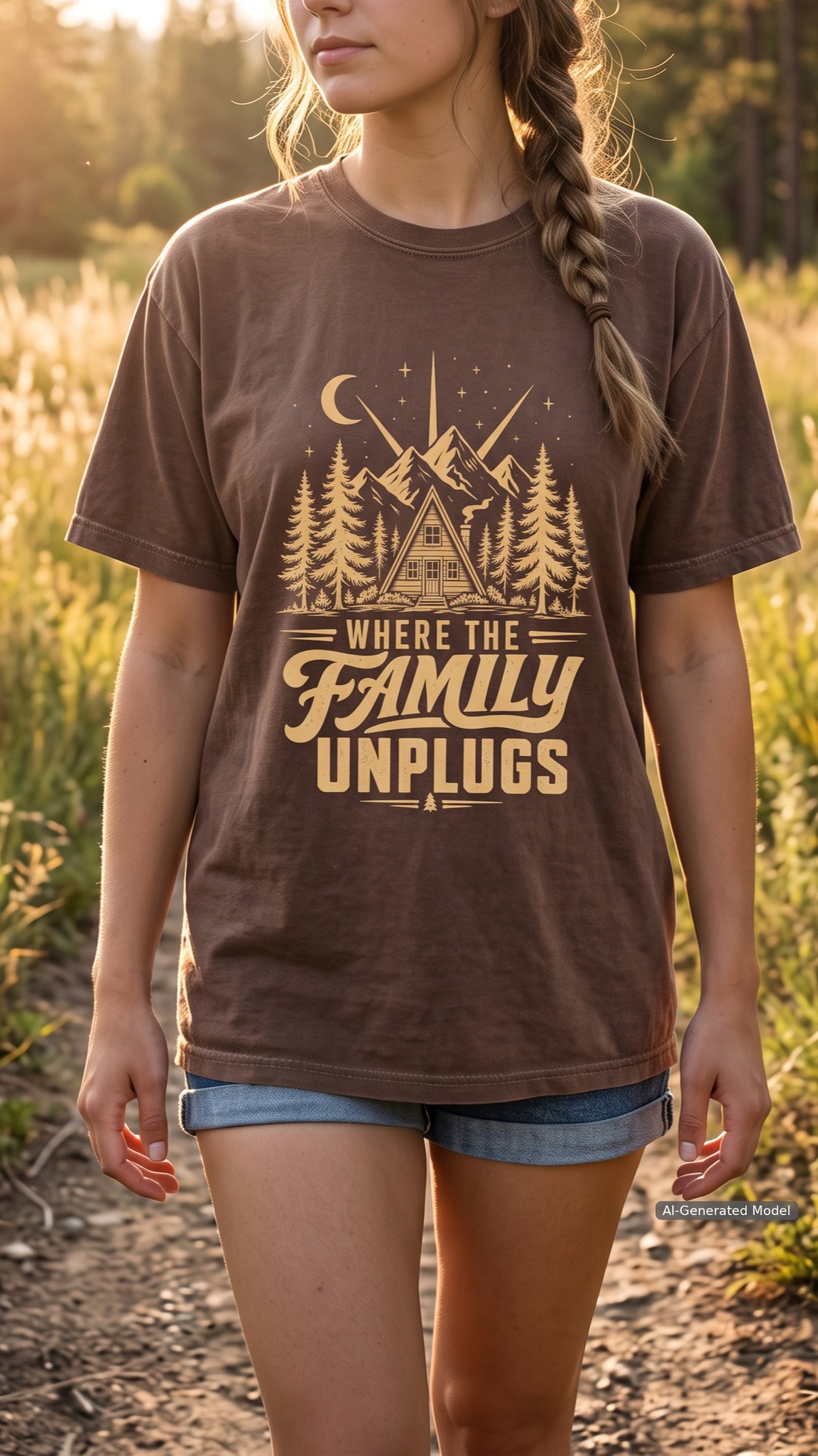 Where the Family Unplugs Cabin Shirt – close-up product photo