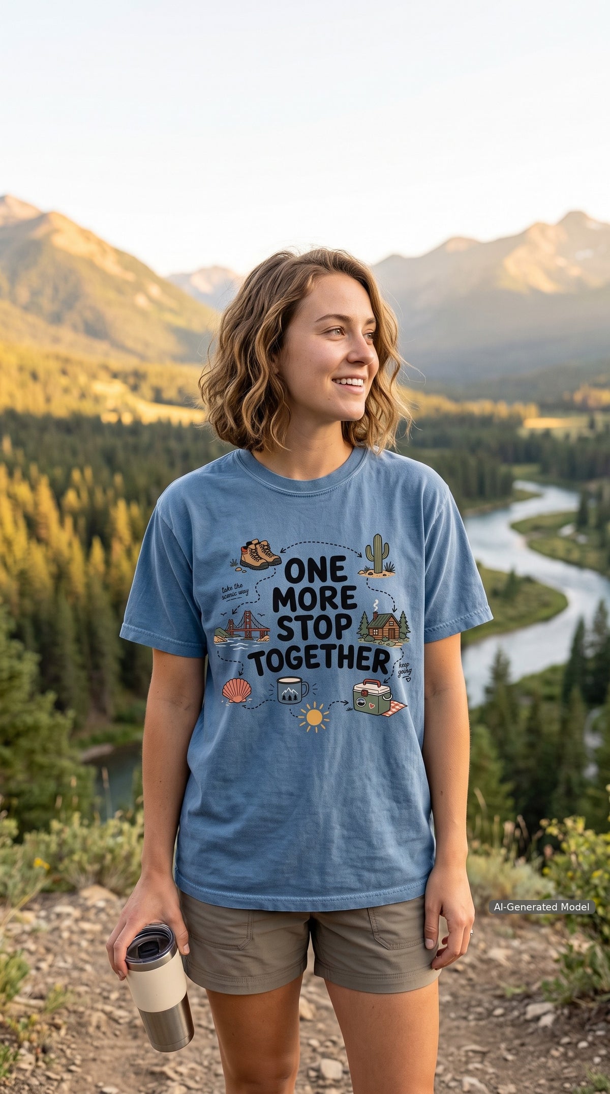 One More Stop Together Road Trip Shirt – close-up product photo