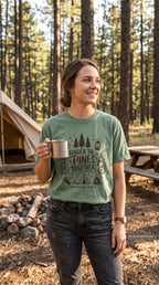 Under the Pines Together Camping Shirt – close-up product photo