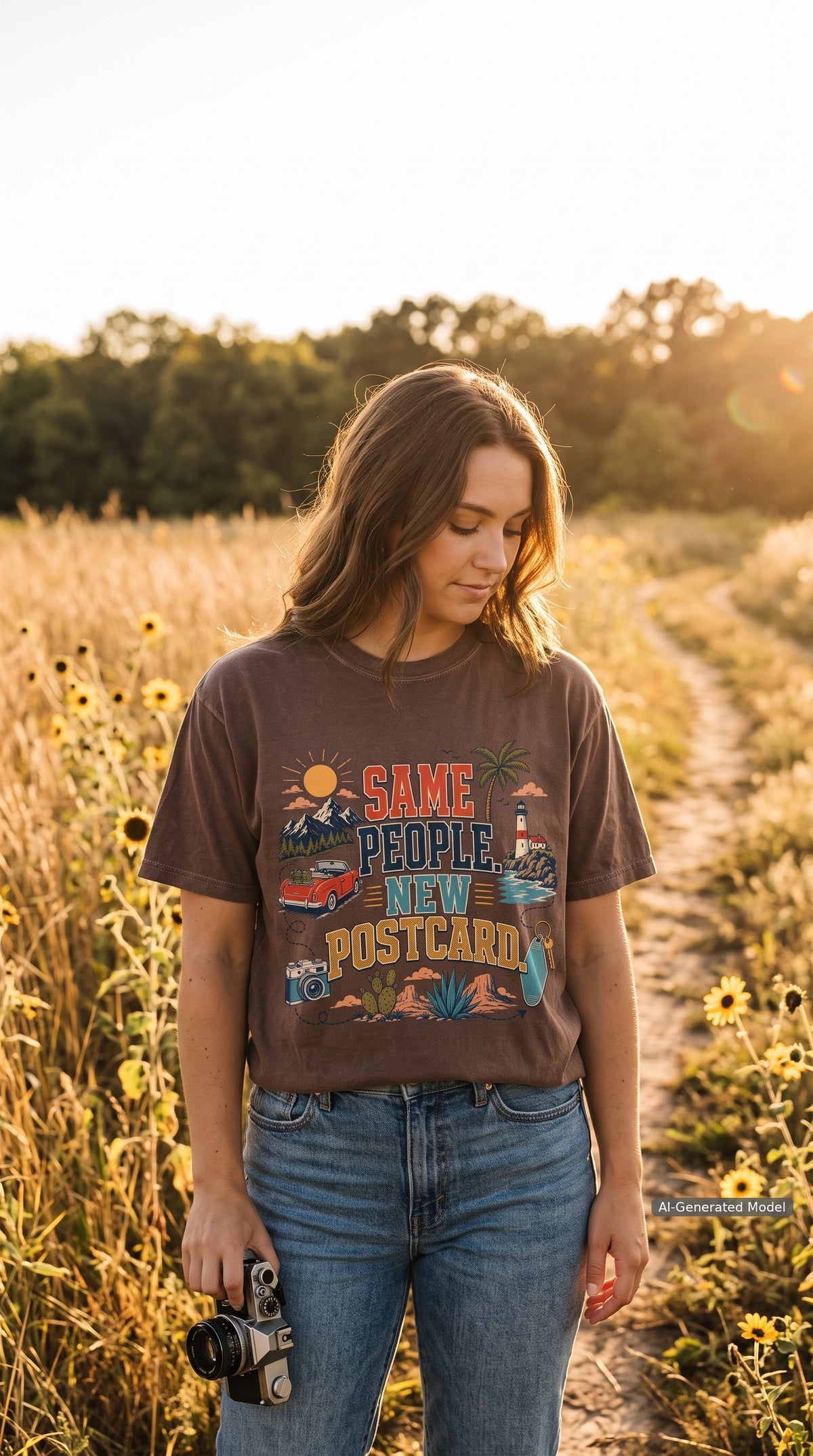 Same People New Postcard Road Trip Shirt – close-up product photo
