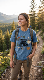 The Good Stuff Happens Off Route Road Trip Shirt – close-up product photo