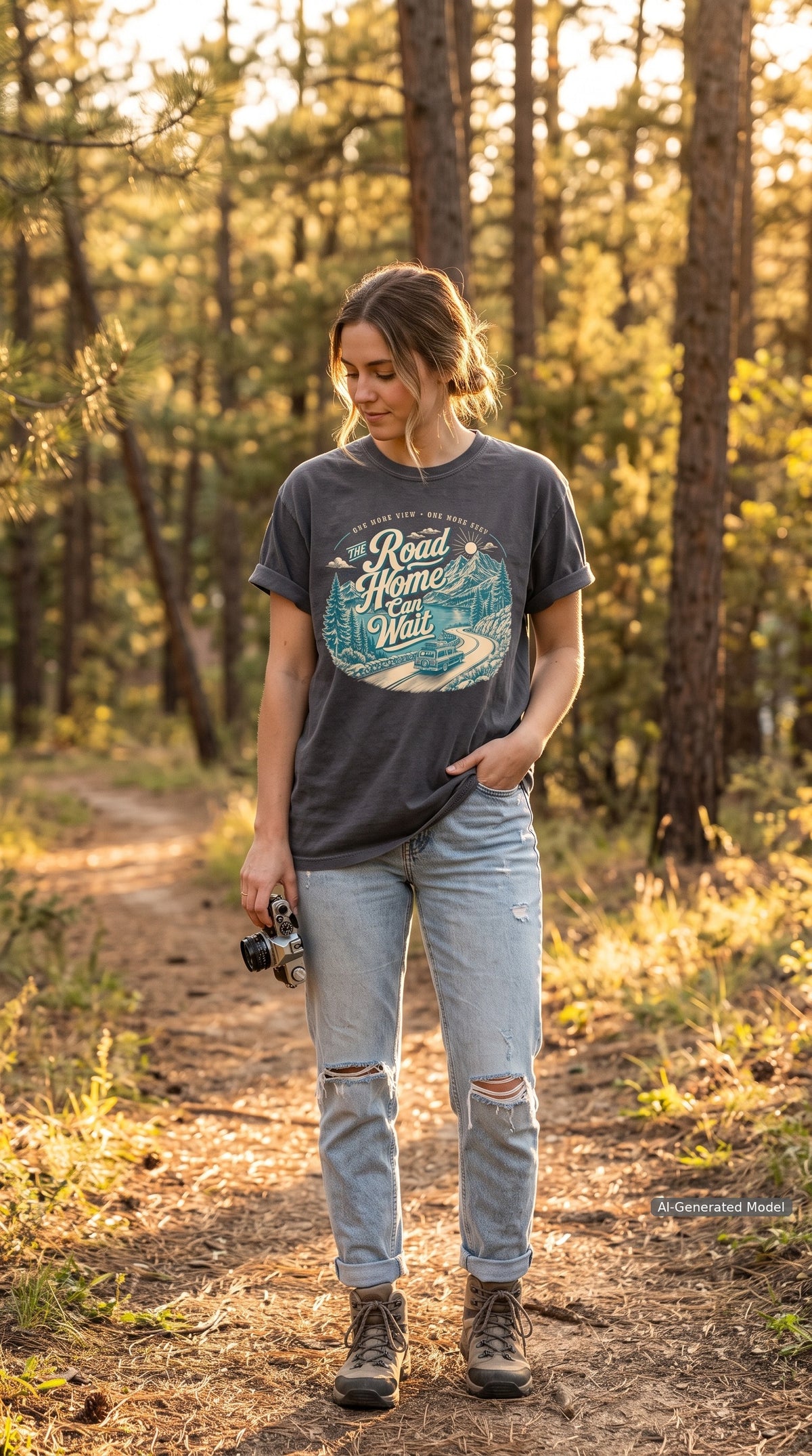 The Road Home Can Wait Road Trip Shirt – close-up product photo