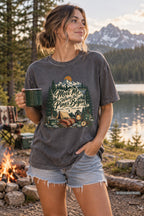 Meet Me Where the Pines Begin Mountain Camping Shirt – close-up product photo