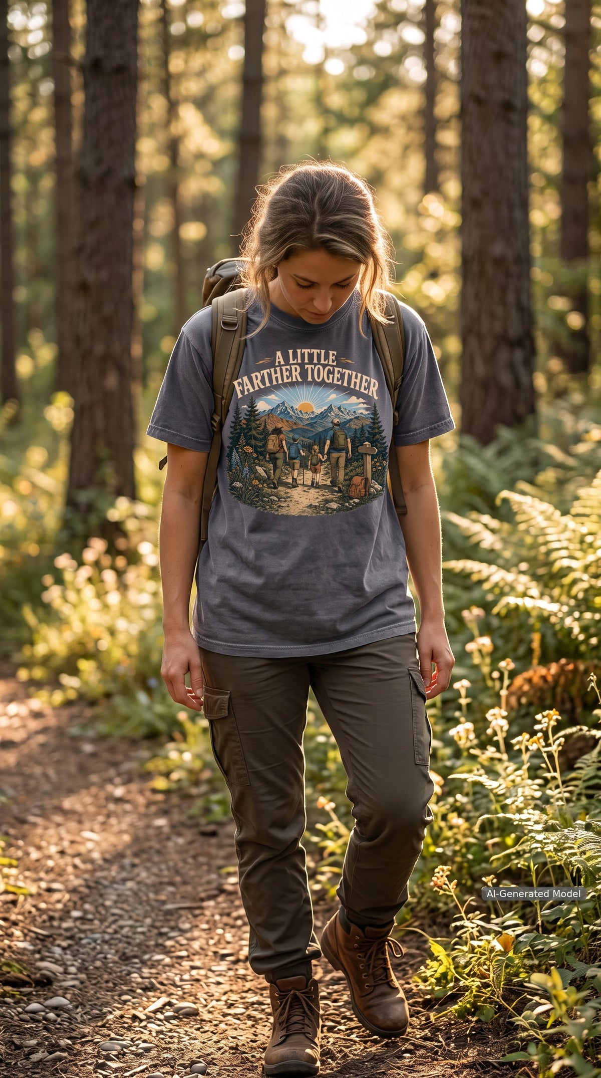 A Little Farther Together Hiking Family Shirt – close-up product photo
