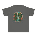 Chasing Waterfalls Together Youth Tee – Kids' Comfort Colors Adventure Shirt in Pepper – flat lay
