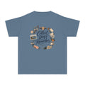 Collect the Days You'll Remember Youth Tee – Kids' Comfort Colors Family Travel Shirt in Blue Jean – flat lay