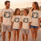 The People Make the Place Travel Shirt in Ivory – worn on a family trip (AI-generated model photo)