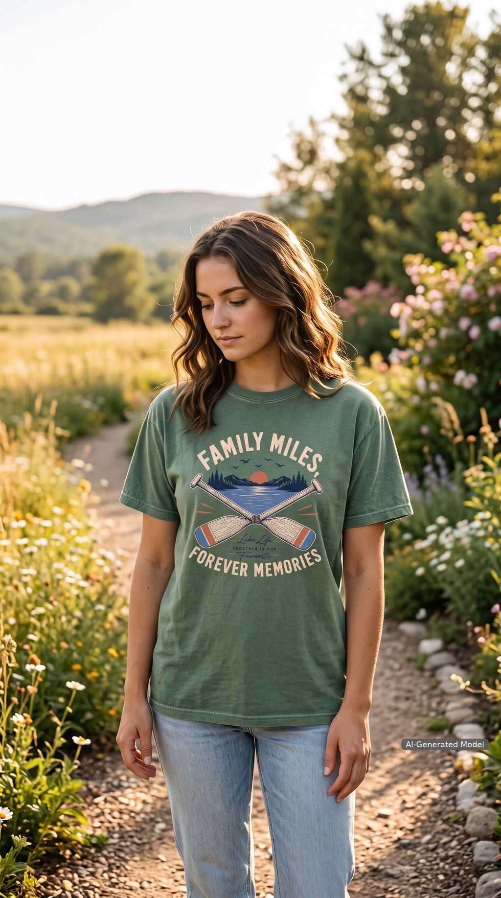 Family Miles Forever Memories Lake Vacation Shirt – close-up product photo