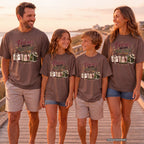 Friends Who Book the Trip Girls Getaway Shirt in Espresso – worn on a family trip (AI-generated model photo)