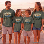 Made for the Long Way Home Scenic Road Trip Shirt in Moss – worn on a family trip (AI-generated model photo)