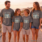 Meet Us By The Water Coastal Vacation Shirt in Pepper – worn on a family trip (AI-generated model photo)