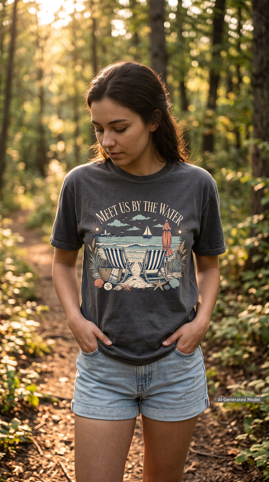 Meet Us By The Water Coastal Vacation Shirt – close-up product photo
