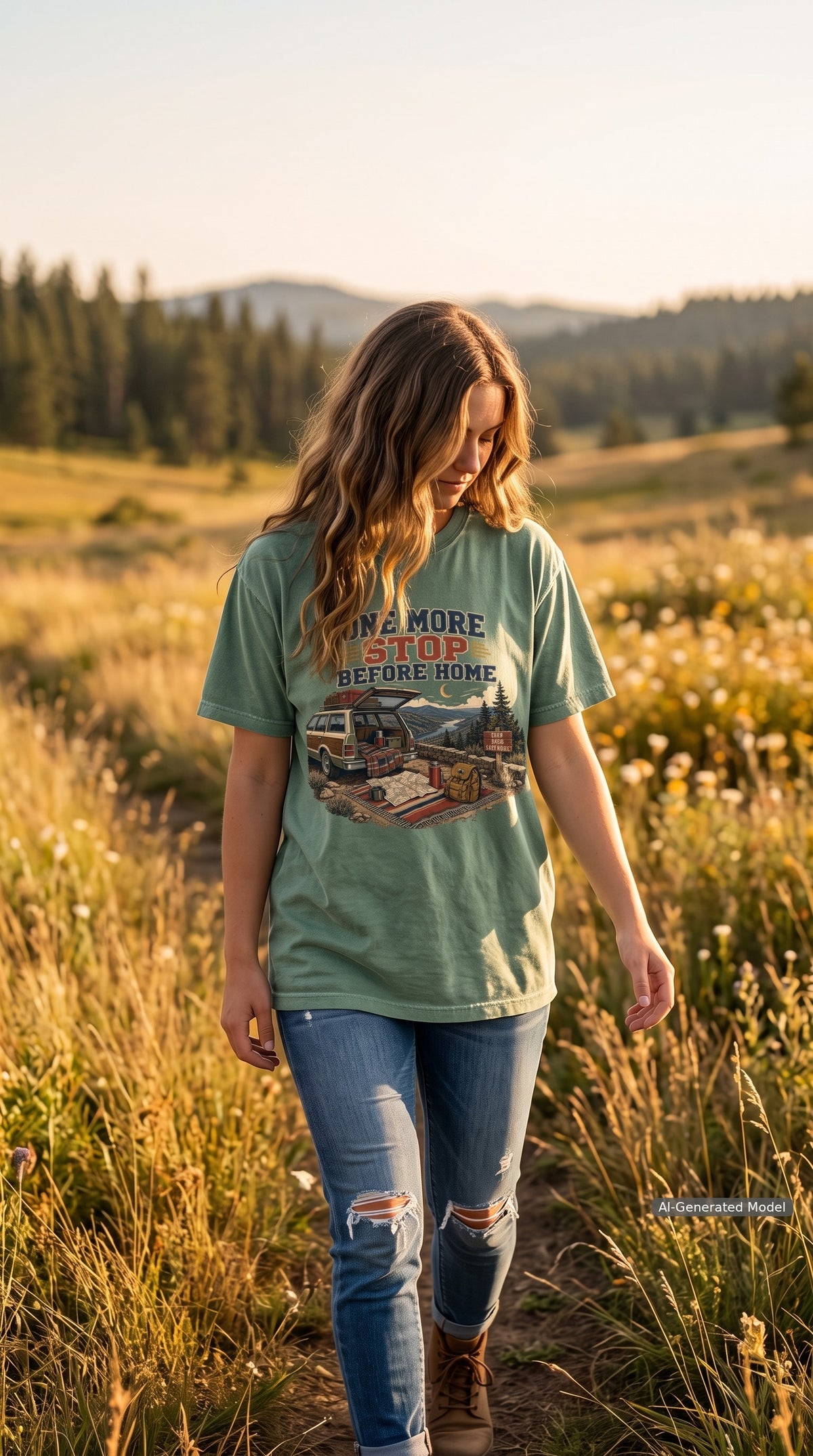 One More Stop Before Home Road Trip Shirt – close-up product photo