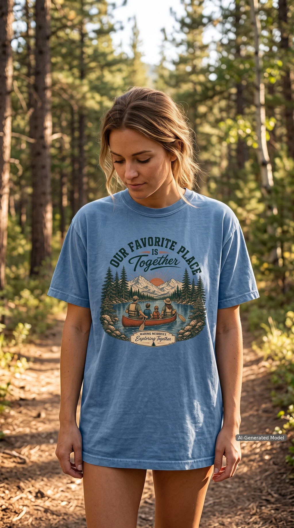 Our Favorite Place Is Together Family Adventure Shirt – close-up product photo