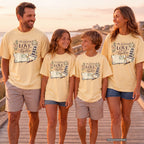 Planned With Love Lived Together Travel Mom Shirt in Butter – worn on a family trip (AI-generated model photo)