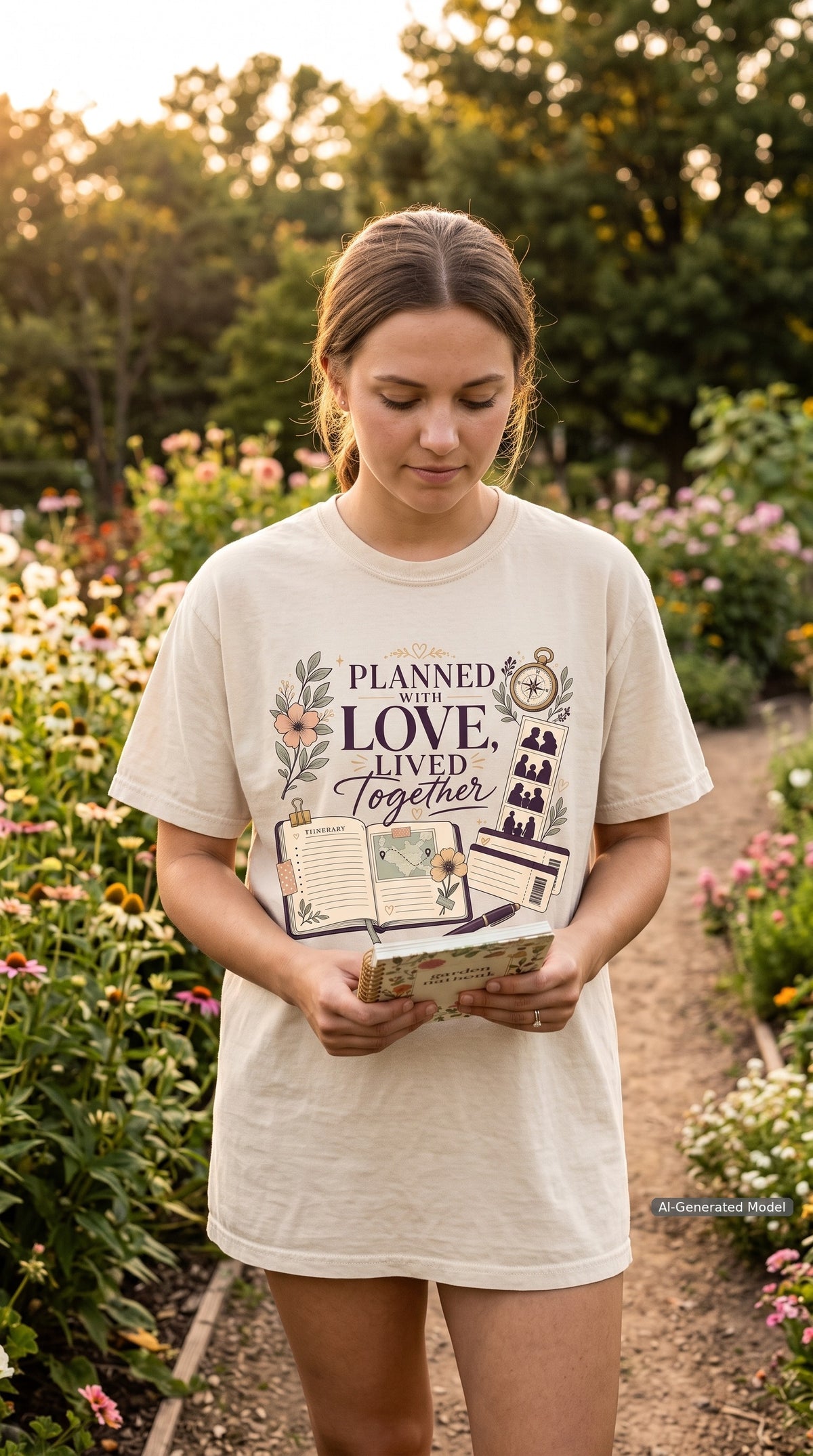 Planned With Love Lived Together Travel Mom Shirt – close-up product photo